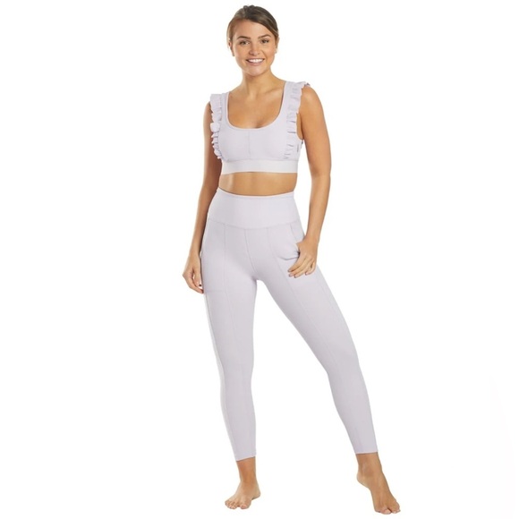 Free People Ruffle Me Up Yoga Leggings Set Top- Medium Bottoms-XS Lavender - Picture 6 of 15